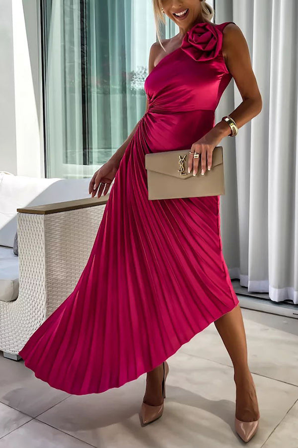 Satin Flower Maxi Dress