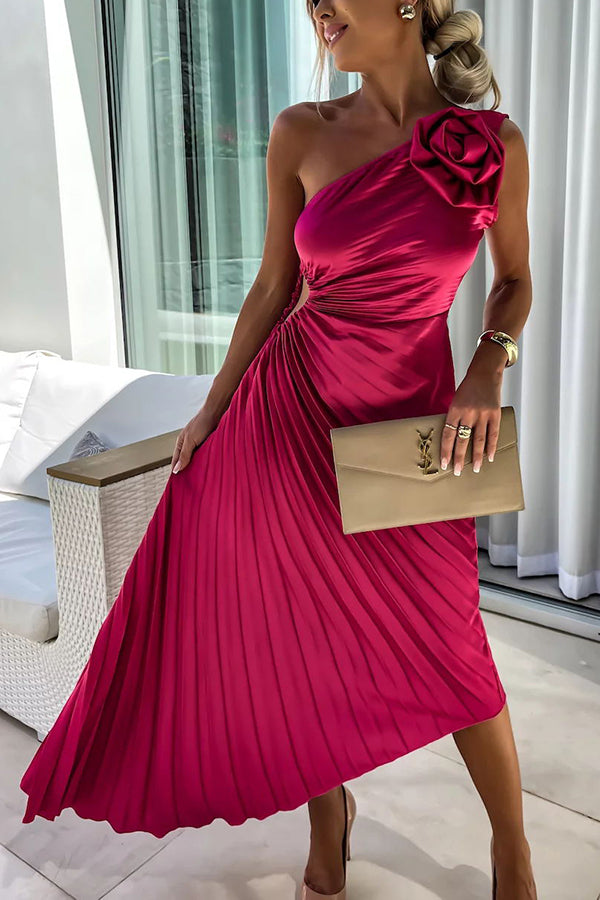 Satin Flower Maxi Dress