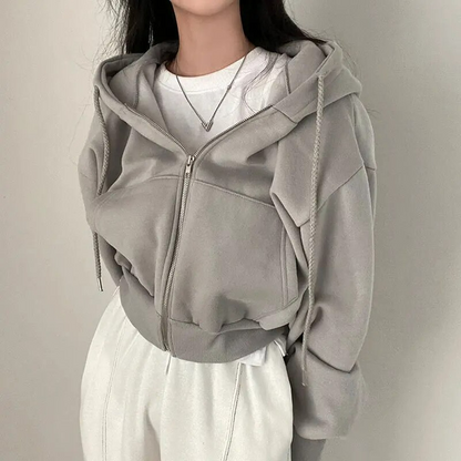 Oversize Cropped Zip-up